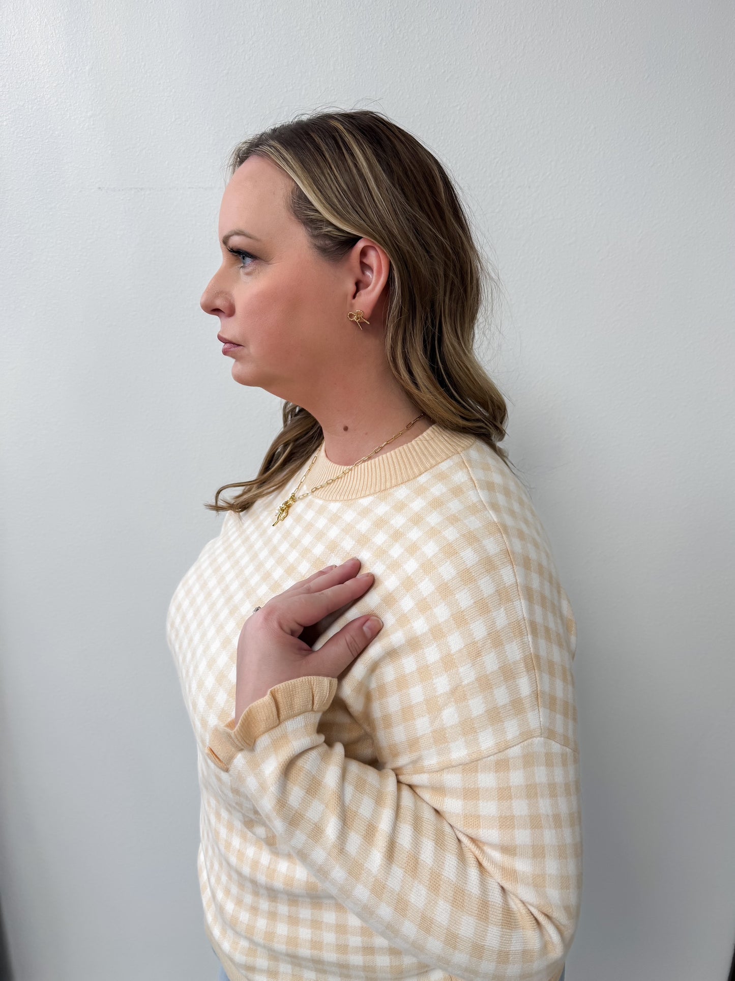 Cassie Gingham Sweater | Curvy