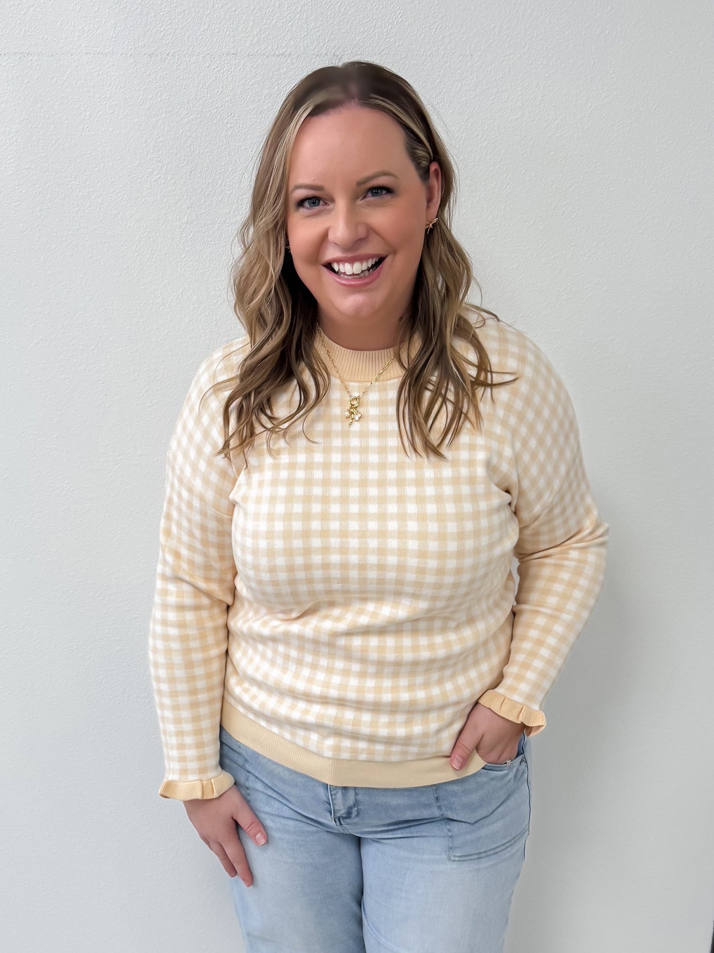 Cassie Gingham Sweater | Curvy