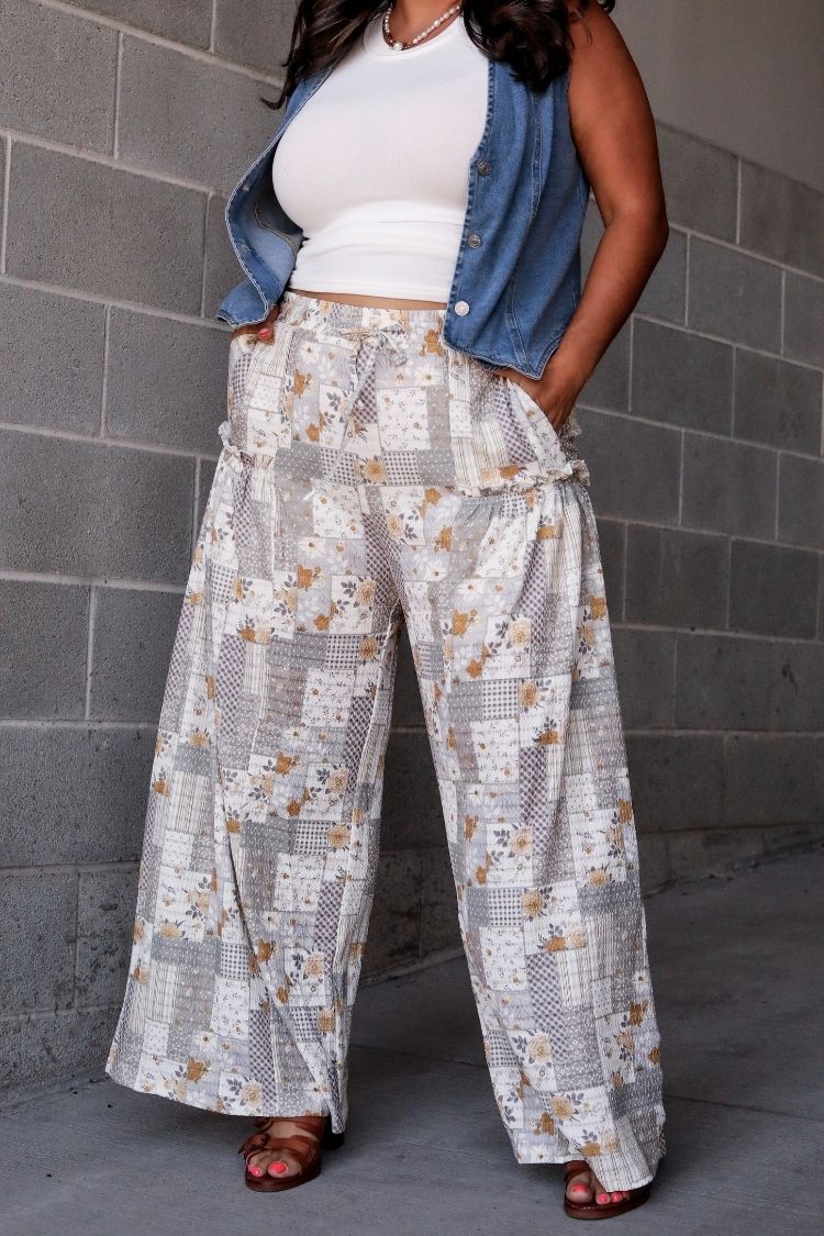 Melissa Patchwork Print Wide Leg Pants