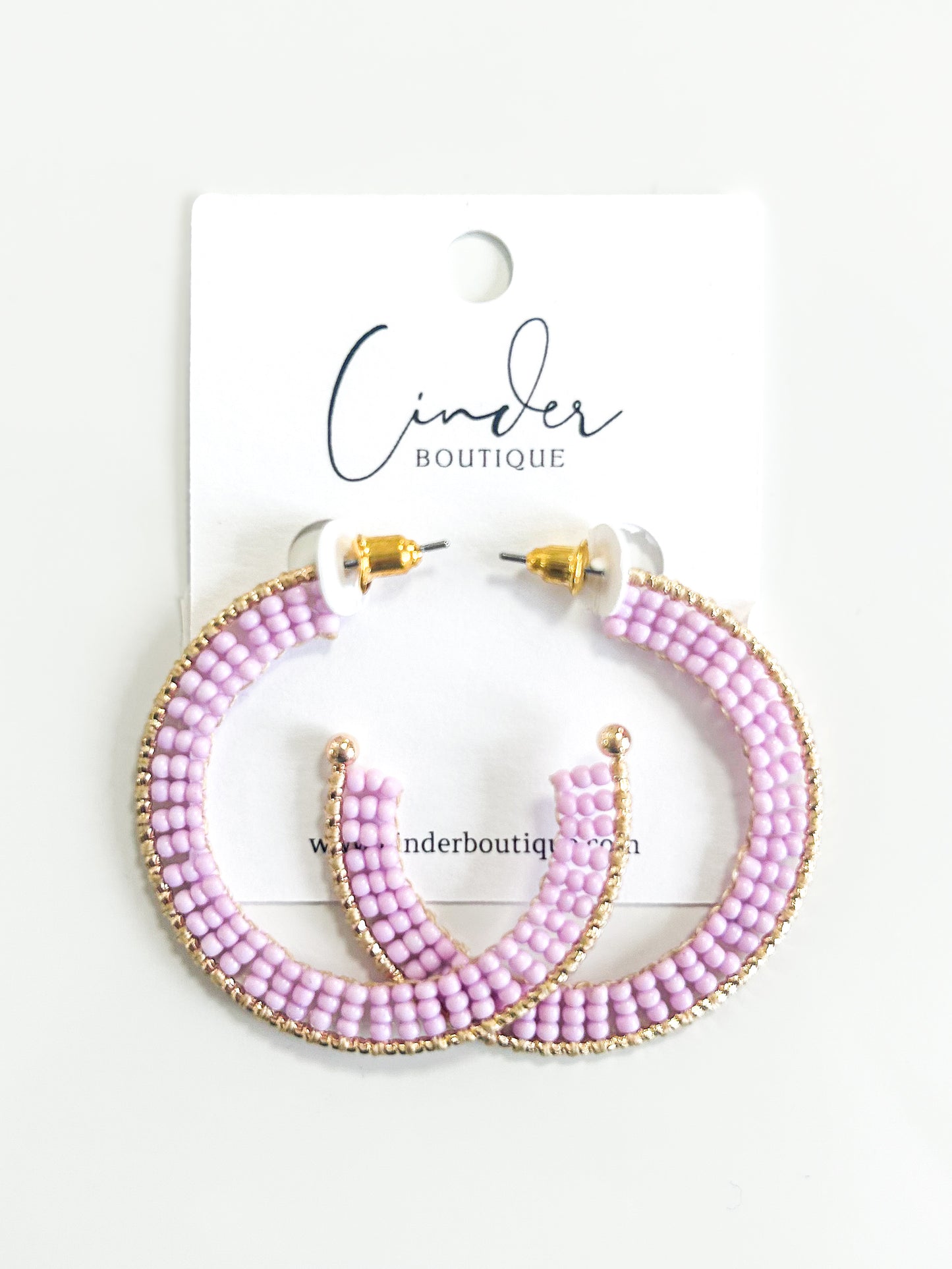 Lavender Beaded Hoops