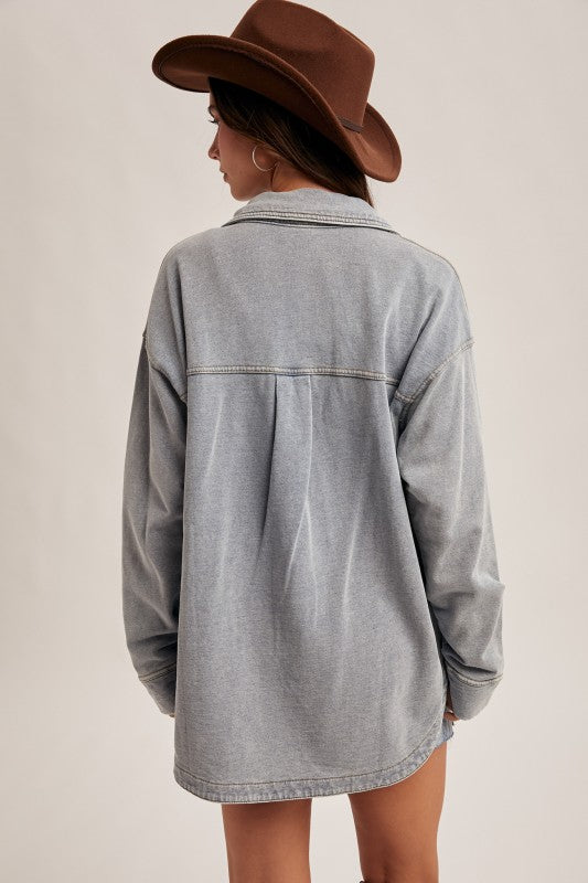 Angie Soft Knit Oversized Denim Shacket