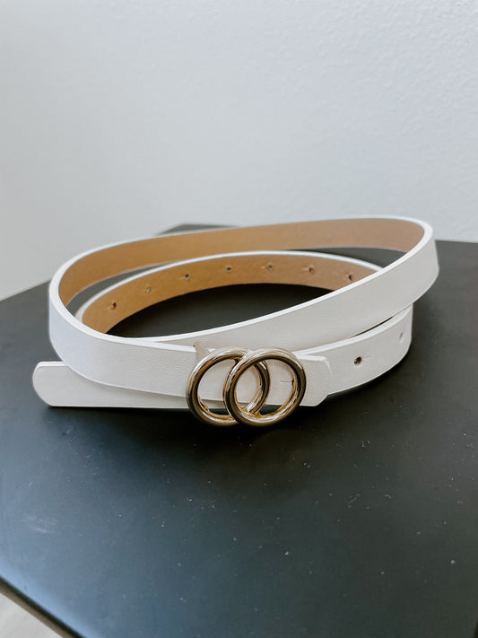 Skinny Double Circle Buckle Leather Belt