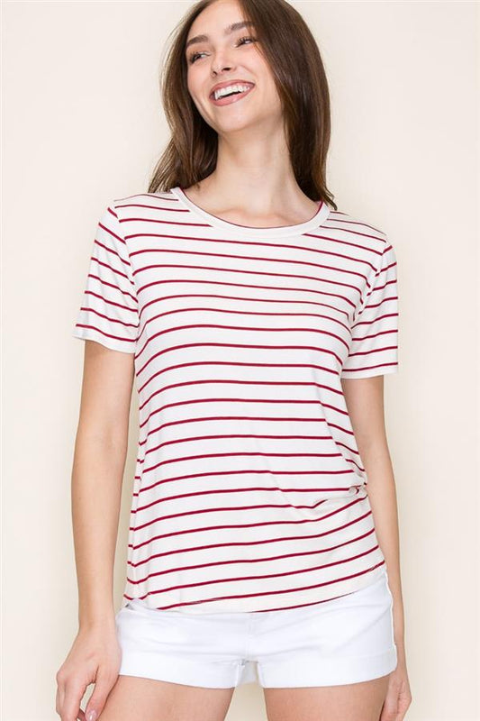 Shannon Red and White Striped Top