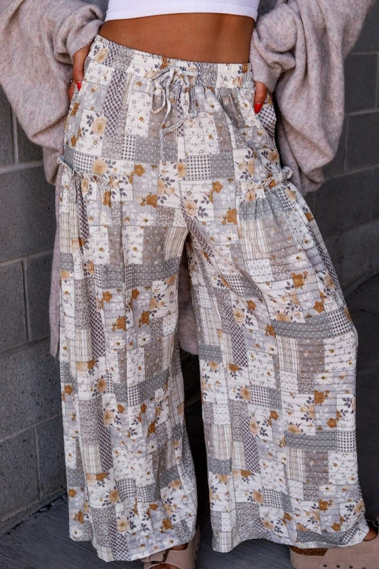 Melissa Patchwork Print Wide Leg Pants