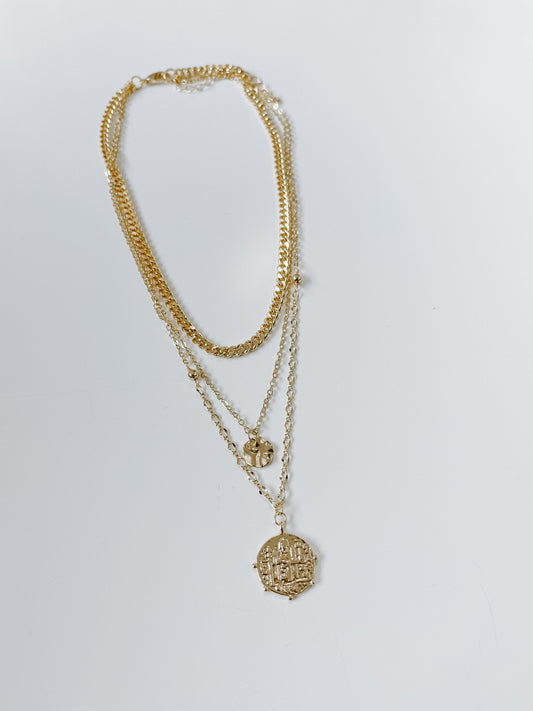 3 Layer Chain Disc Necklace