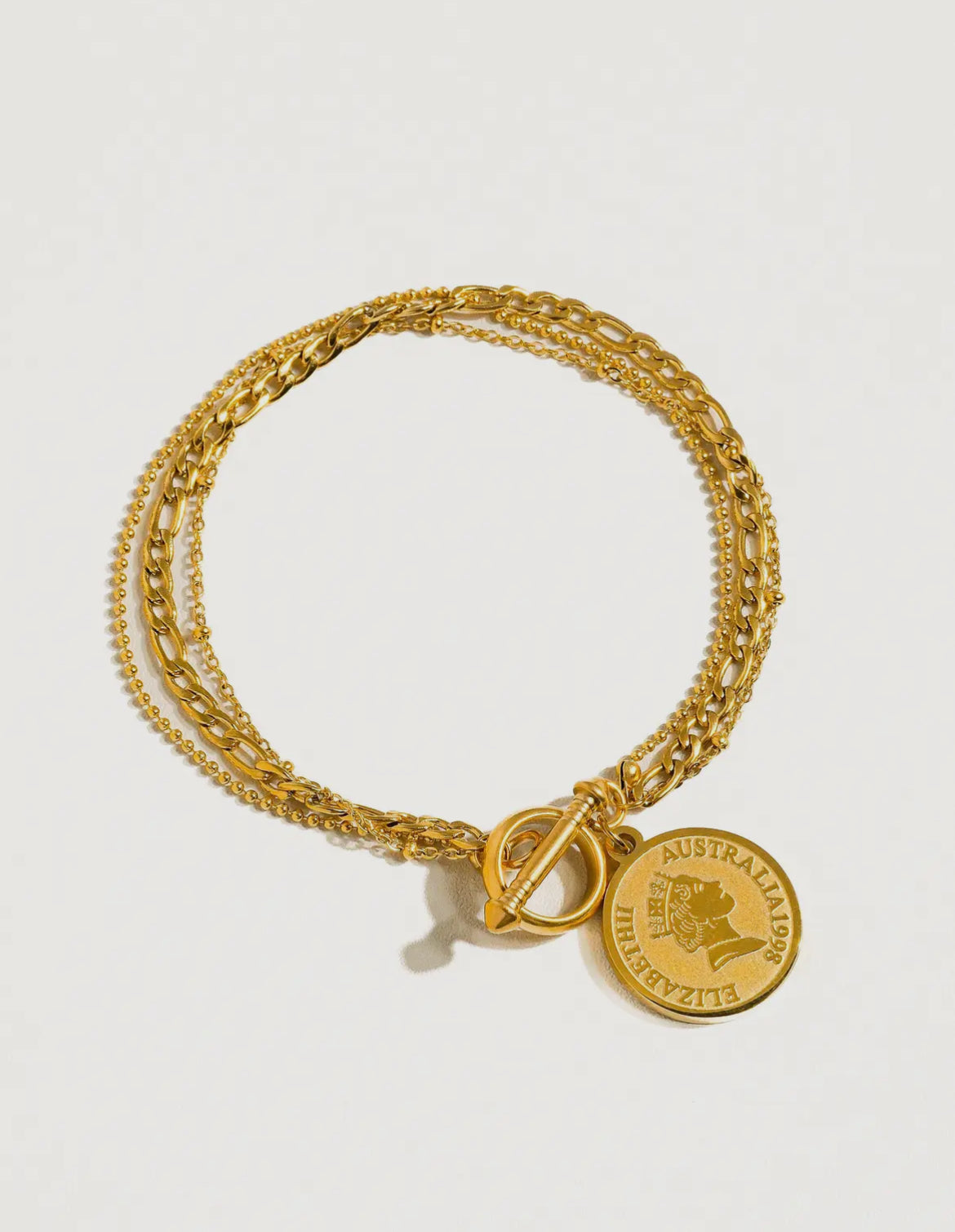 18K Gold Coin Chain Bracelet